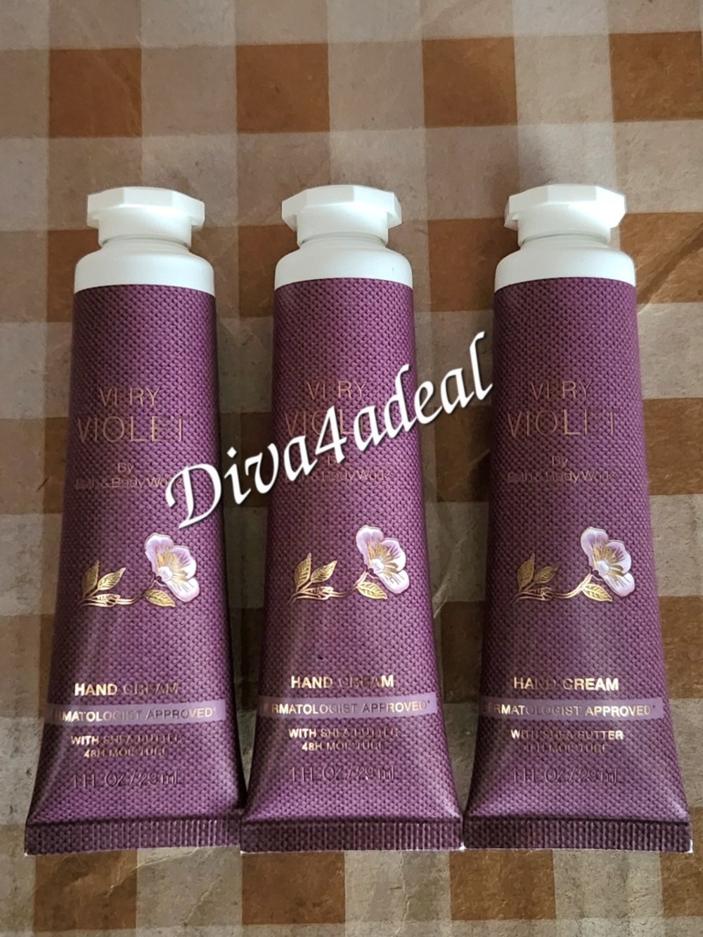 3X Bath & Body Works VERY VIOLET 1oz Mini Hand Cream Bundle